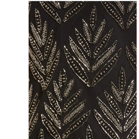 Pisarro Nights Black Beaded Cocktail Embellished Sheath Dress Size 12 - Picture 10 of 14